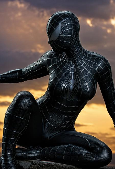 score_9, score_8_up, score_7_up, best quality, realistic, masterpiece, beautiful detail, hyperrealistic, afternoon sky, ((1girl, woman body, big breasts)), amazing detailed full body portrait of a beautiful japanese girl, wearing a realistic and highly detailed black raimi spider-man suit, ((huge muscular girl)), professional model wears ultra - detailed black raimi spider - man suit, ultra - detailed and grained black raimi spiderman suit, suit covered entire body and hand, black spiderman gloves, wet, (spread leg, sitting), (full body), (dirty skin), close up, octane render, highly detailed, volumetric, dramatic lighting, (highest quality:1.1), (HDR:1.3), (top quality, best quality), realistic, high definition,
