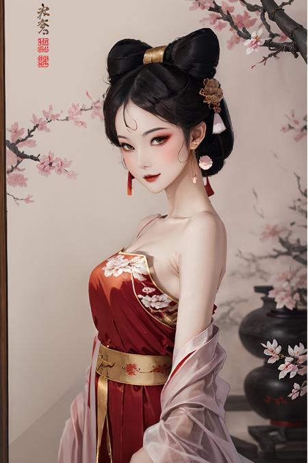 daji chinese clothes red dress  bare shoulders