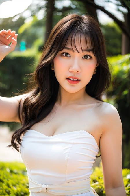 25 years old woman, milf, at  park, (wedding dress), RAW photo, (photorealistic:1.37, realistic), highly detailed CG unified 8K wallpapers, 1girl, ((thick body:1.4)), looking at viewer, (((straight from front))), (HQ skin:1.2, shiny skin), 8k uhd, dslr, soft lighting, high quality, film grain, Fujifilm XT3, ((dynamic pose:1.2)) ((full body:0.8)) (professional lighting:1.6) ,  <lora:marshalenathea_v1.0:0.8> marshalenathea