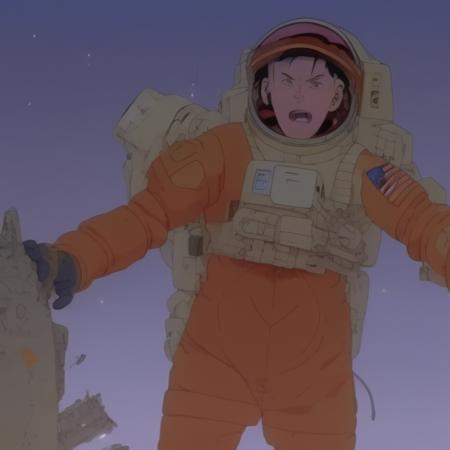 an astronaut in a spacesuit on mars, art by (akira3:1),