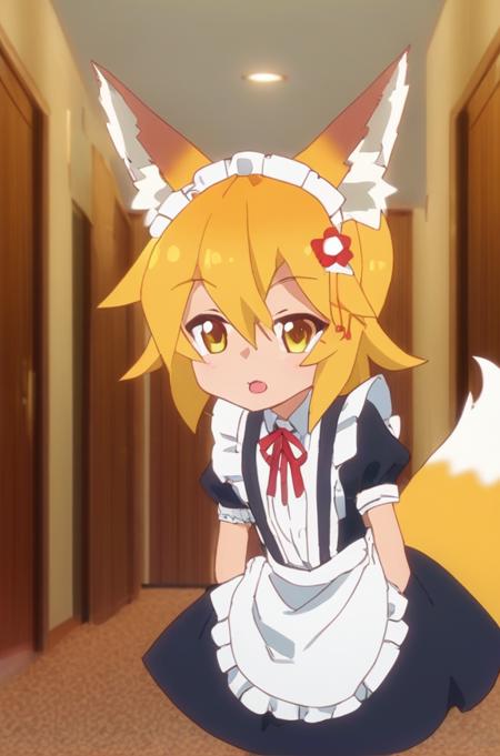 senko-san maid, day, inside, looking at viewer, classic maid outfit, (wide shot:1.3), fox ears, fox tail
<lora:MultiSenko v1.0b:1.0>