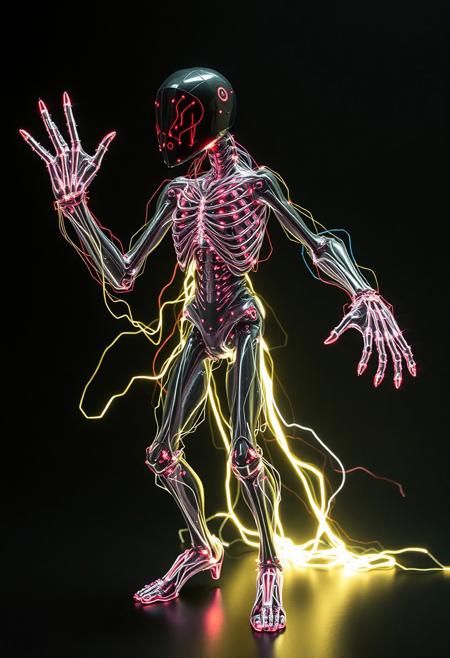 - +++Gl1tch.exe constantly flickers through visual frames like corrupted animation—body parts jitter and twist out of sync. Its limbs vibrate with short bursts of light trails, leaving blurred ghost echoes behind each movement. A disorienting chaos avatar designed to jam perception.