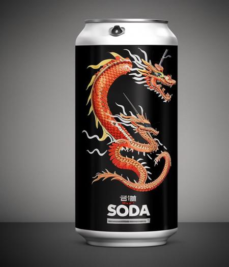 mockup of (can of soda with (beautifully illustrated japanese dragon punk rock design):1.2)  with a black background, Android Jones, afrofuturism, macrophotography hyper realistic octane render, hard surface modelling, 8k , clean , sharp focus, CGSociety

<lora:graphic-art_LoRA300:1>