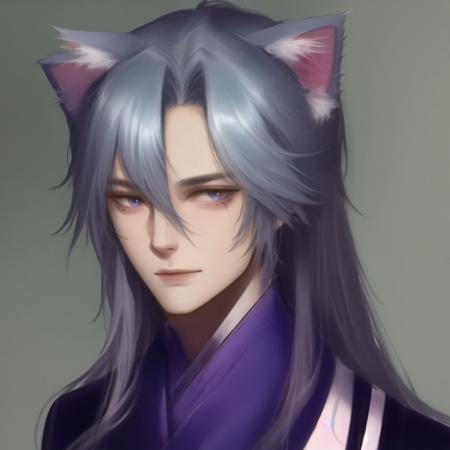 1boy, male focus, solo, long hair, cat ears, <lora:ImpastoH-000002:1>