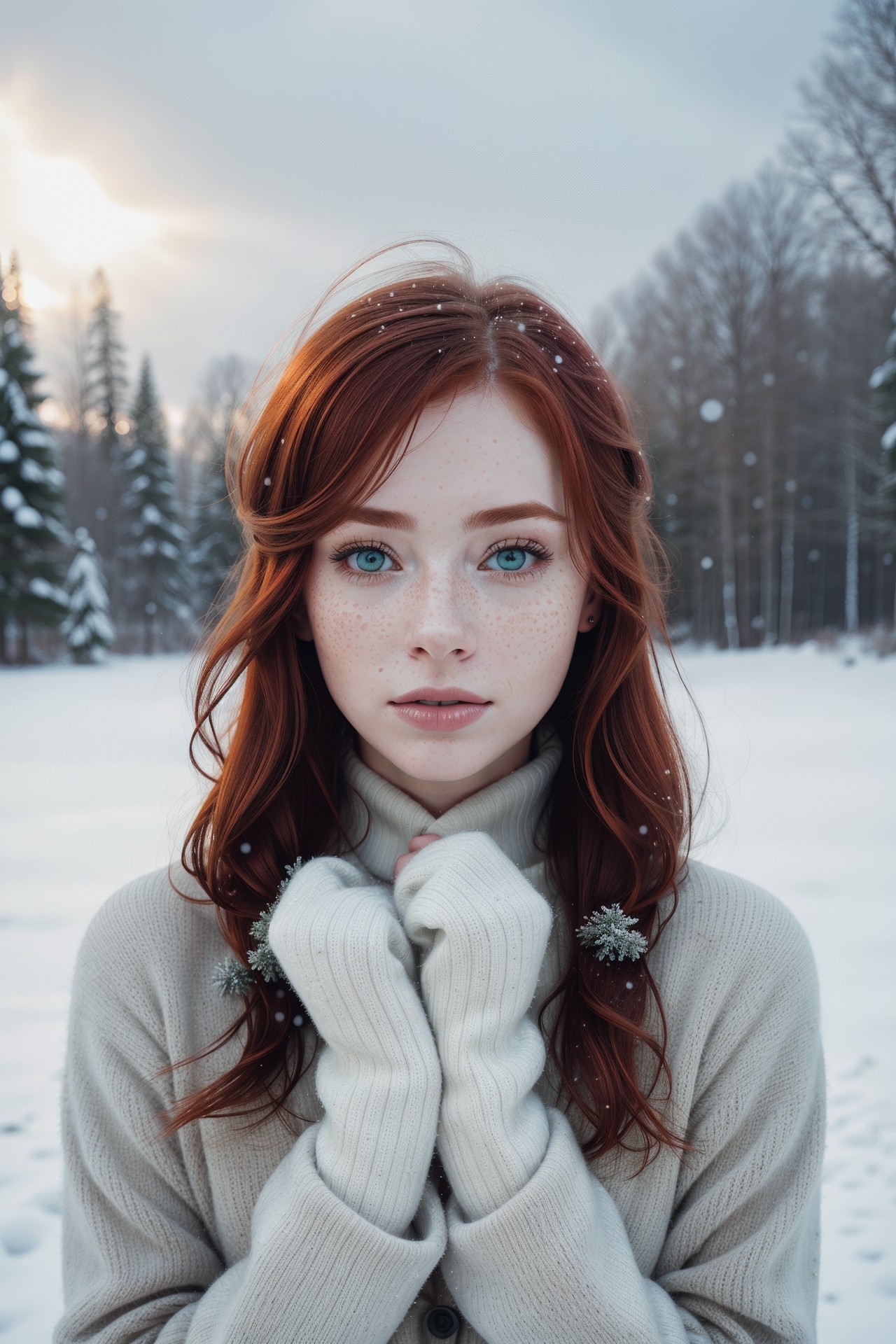 Redhead Winter Wonderland: High-Res Images