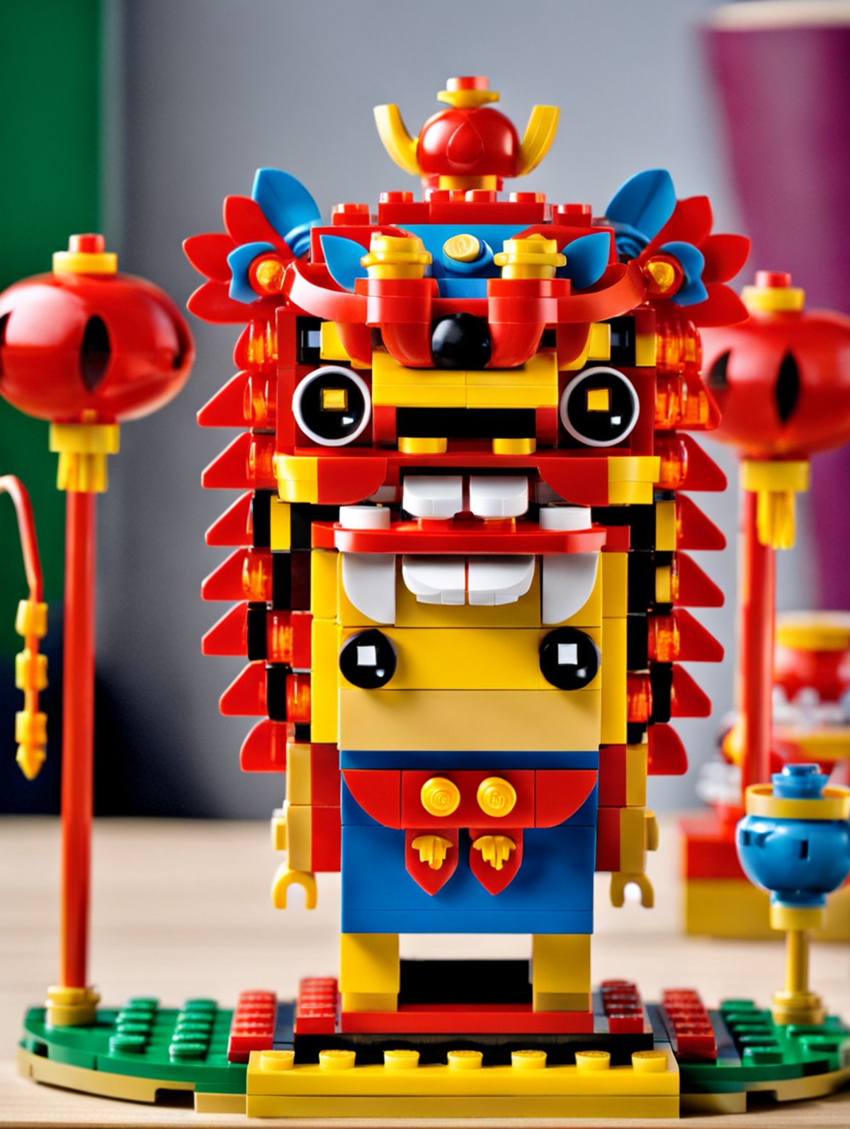 <lora:Lego_XL_v2.1:0.8> LEGO BrickHeadz,
Chinese traditional lion dance