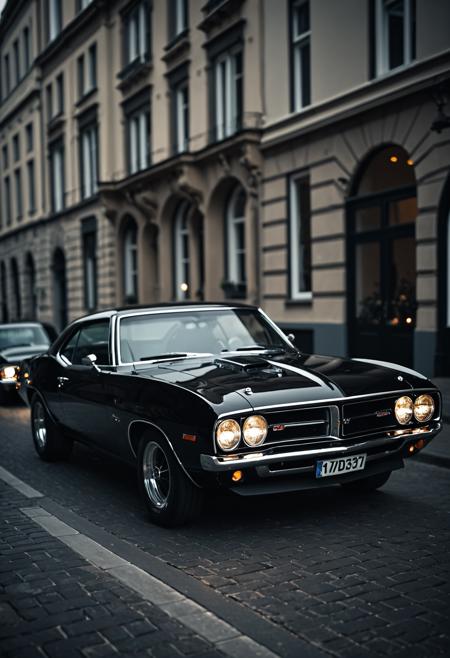 cinematic film still <lora:Metroplex Base:0.4>,a city,, car,muscle cars, classic car,<lora:CHV CLIP-Muscle Cars:1>,Cornelisz Hendriksz Vroom,detailed detailed detailed, . shallow depth of field, vignette, highly detailed, high budget, bokeh, cinemascope, moody, epic, gorgeous, film grain, grainy
