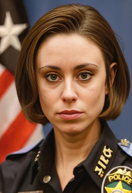casey anthony with short hair and (celebrity makeup:1.2) wearing a police uniform, professional 12k RAW photo, colorful lighting <lora:CASEY_ANTHONY_XL-128:0.7>