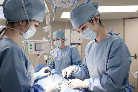surgical outfit, surgical mask,  surgical gloves, surgical cap,