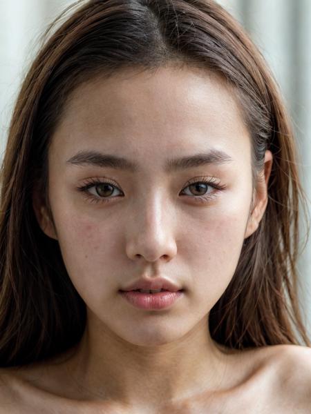 close-up portrait of a stunning 20 year old Korean model with bright hazel eyes, beautiful lips, no makeup, natural, hard shadows, soft lighting, sharp focus, skin details