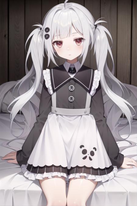 (masterpiece, best quality), 1girl, solo, bedroom, bed,
koxia apron, white apron, twintails, sitting 