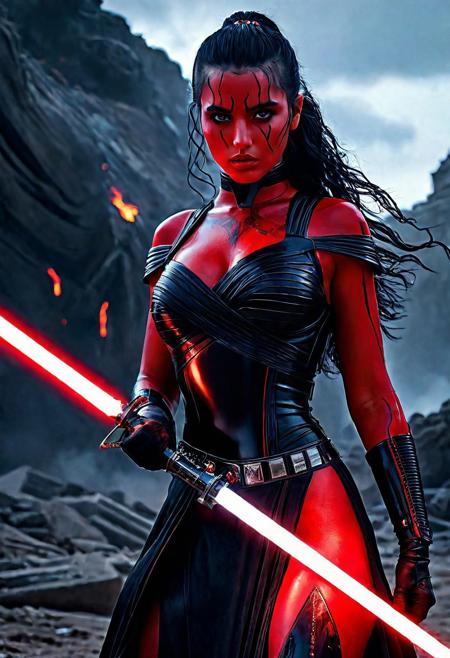 High resolution ultra-realistic of Beautiful Dark Sith girl, 8k, capturing the intensity of the moment, cinematic lighting, standing on a bloody and turbulent battlefield in a bloody battle, wavy black hair, realistic dirty pale face, realistic blue eyes, beautiful hourglass figure, burning in a Star Wars Town, intricately designed cloth dirty black-red robes, Star Wars Aesthetic, perfect athletic figure, beautiful Dark Sith Knightess, ultra realistic, cinematic style, vigorous and seductive, athletic figure, Star Wars style, dramatic lighting, wet and sweaty skin, dirty skin, athletic figure, dark fantasy, dramatic lighting, Greg Rutkowski style, Dark Sith Knightess on in Jedi dress, hyper-detailed, hyper-realistic, natural light, extremely intricate details, masterpiece, epic, bright colours, Attractive 21 old years girl, Attractive, beautiful firm Breasts, sharp focus, digital painting, Photograph Taken on Nikon D750, Alphonse Mucha, 8K, athletic figure, Hyperdetailed, hyperrealism, Attractive, Attractive bust girl, asymmetric balance
