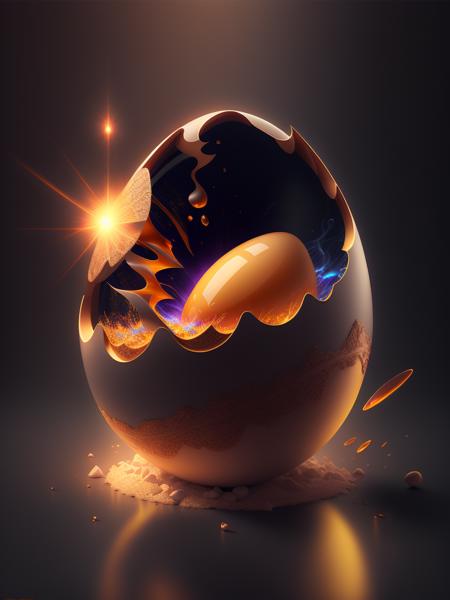 there is (a large egg:1.3) with a hole in it on a dark surface, 3d digital art 4k, cinema 4d bright light render, cinema 4 d art, 3d render digital art, humpty dumpty in form of egg, digital art render, high-quality render, magic frozen ice phoenix egg, cinema 4 d render, cinema 4d render, white background, color slash, aint clear-poly h 7 0 by popular casting happy thunder, cgsociety