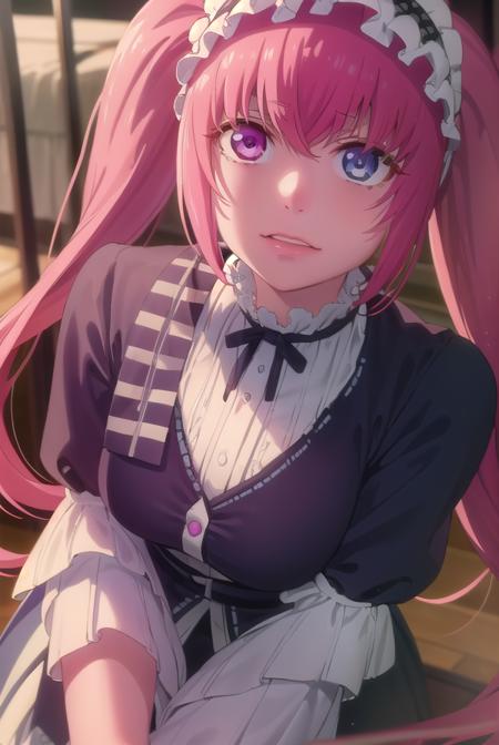 erimimushibami, <lora:erimi mushibami s2-lora-nochekaiser:1>,
erimi mushibami, long hair, blue eyes, twintails, pink hair, (pink eyes:1.3), (heterochromia:1.5),
BREAK hairband, gothic, hairband,
BREAK indoors, classroom,
BREAK looking at viewer, (cowboy shot:1.5),
BREAK <lyco:GoodHands-beta2:1>, (masterpiece:1.2), best quality, high resolution, unity 8k wallpaper, (illustration:0.8), (beautiful detailed eyes:1.6), extremely detailed face, perfect lighting, extremely detailed CG, (perfect hands, perfect anatomy),