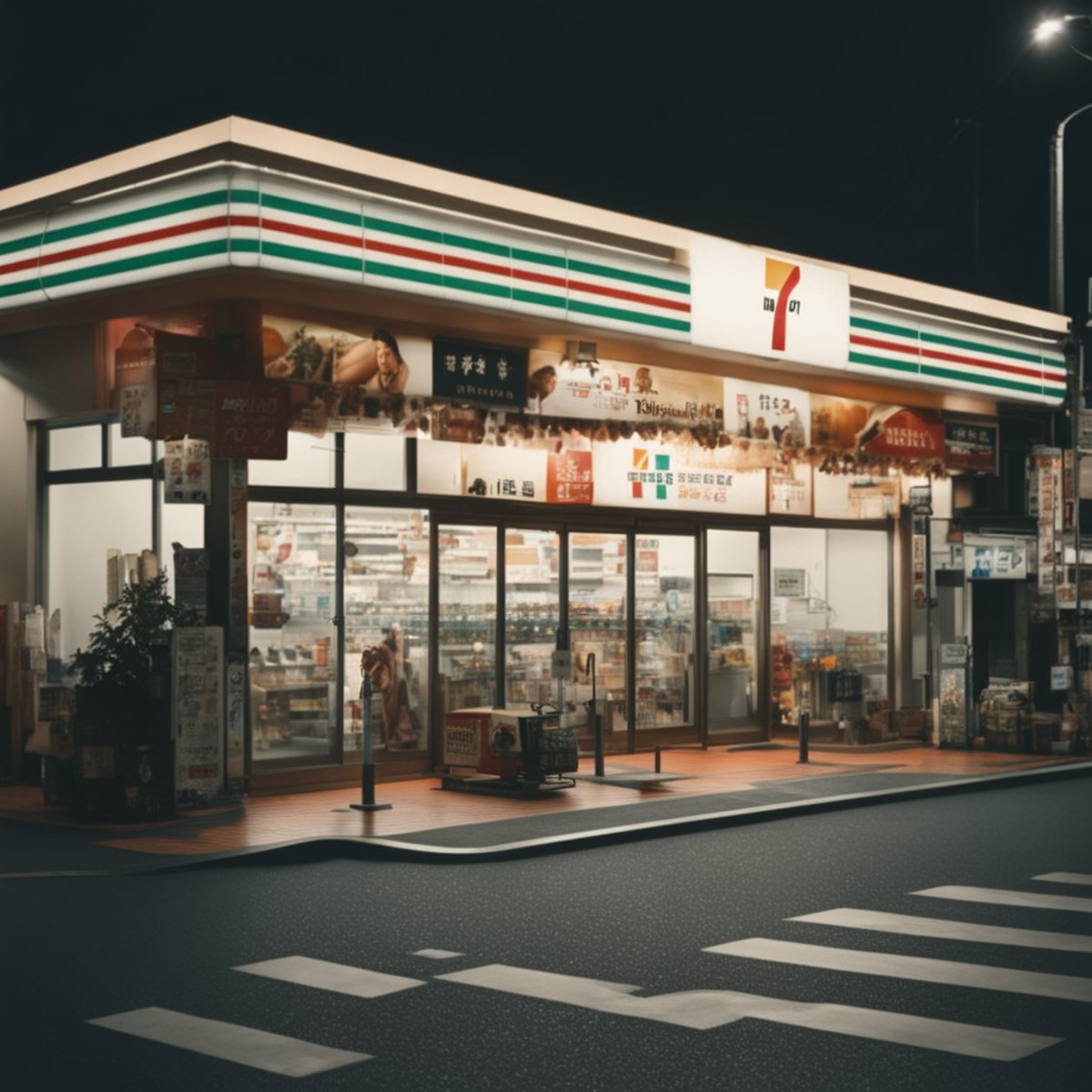 cinematic still best quality, ultra-detailed,
seveneleven, konbini, scenery, storefront, japan, scenery, outdoors, conveni...