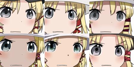 <lora:gununu-000010:1>, moriya suwako, touhou, shirosato, 1girl, blonde hair, close-up, female focus, grey eyes, hat, white background