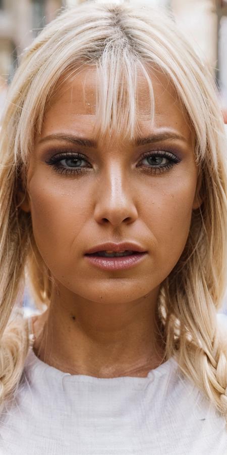 A stunning intricate full color closeup headshot of rikki_six, portrait, a woman face in paris,
((front view:1.2)), centered, detailed face,  detailed skin,  detailed body,
(upper body:1.3),
very long hair, braids, makeup, seductive look, 
sunglasses,
wearing (police outfit:1.4),looking at the viewer, 
(natural light), ((sharp face, detailed face, realistic face, naturtal skin, realistic skin, detailed skin, pores, detailed eyes,realistic eyes)),, depth of field, ((cinematic light)), colorful, hyper detail, masterpiece, photorealistic,detailed, intricate, highly detailed eyes, sharp focus on eyes,
<lora:rikki_six:0.9>