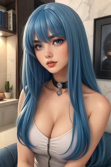 🪮Hair Flair Collection🪮 - Dark Blue w/ Bangs Hairstyle