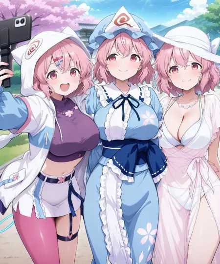 Yuyuko Saigyouji (Touhou Project) & Yuyuko (Cyber Ghost)