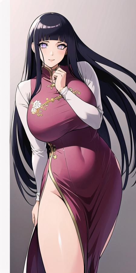 <lora:Hyuuga_HinataV2:0.7> hyuuga_hinata, huge_breasts, standing, solo, china_dress,, masterpiece, best quality, detailed face, detailed eyes, highres,