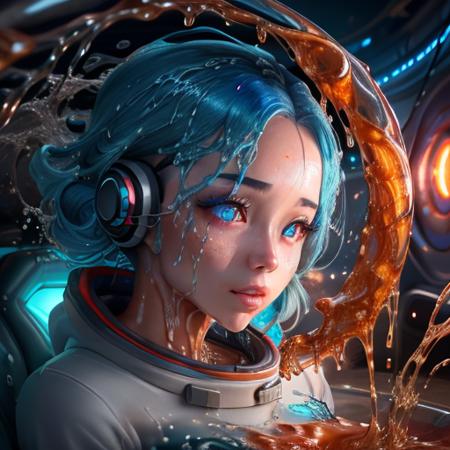 (art by SLPASHTER_3-7000:1.35), masterpiece, a cute girl with anime eyes and blue hair, she is wearing a futuristic (grey astronaut suit:1.1) with orange (glowing cables), (background is in space:1.2), by stanley artgerm lau and wlop, intricate details, modelshoot style, dreamlikeart, dramatic lighting, atmospheric lighting, 8k, highly detailed, trending artstation<lora:theovercomer8sContrastFix_sd15:1.0>