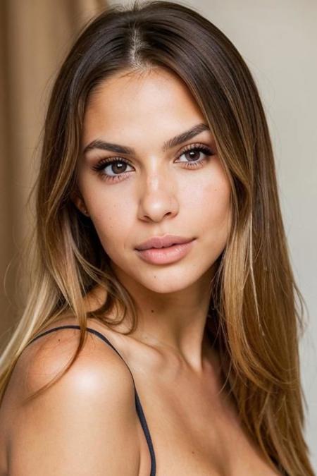 realistic professional photo-portrait of beautiful sexy woman, Spanish decent, beautiful  light honey brown eyes, beauty mark on left cheekbone, dark blonde hair, tan, no makeup, social media lifestyle influencer, instagram, raw photo, rim lighting, wide angle lens, two tone light,