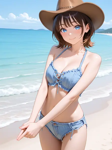 Denim swimsuit set