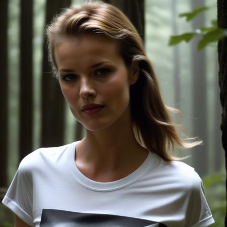 <lora:evaherzigova_sdxl:1>   evaherzigova   a beautiful woman, beautiful bone structure, in a (ruin), in the woods, spooky,  wearing a (t-shirt:1.1), (thunderstorm:1.2),  (realistic, photo-realistic:1.37), ultra high res, ultra-detailed, incredibly beautiful girl, 8k uhd, dslr, soft lighting, high quality, film grain, Fujifilm XT3