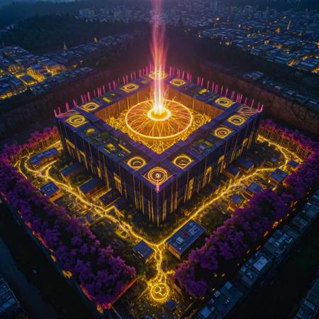 (designed by Eiichiro Oda:0.8) and (Sakimichan:1.1) and (Posuka Demizu:0.8) , anime key visual, concept art, aerial shot of a Dullcore Flaming Papuan (Stellar nursery:1.3) , it is engraved with Tattersall and fluorescent yellow patterns, it has ornate details, Candid Zurich in background, crowded dungeon and lava pit, Clear skies, Wide view, Magic Realism, Fearful, Neo, cinematic lighting, 35mm, Velvia, Kintsugi, Decals, extremely beautiful, pixiv
