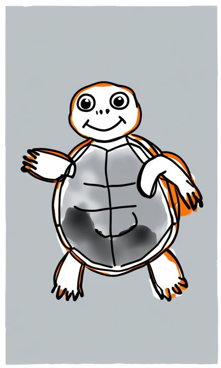 VERY bad quality childish drawing capturing the essence of a Tortoise, simplistic, minimalism, simple scribble, scratchy doodle, low effort drawing, line drawing, worst quality, hastly drawn by a 5 year old, drawing of a child, poorly drawn sketch, amateur drawing, absolute rubbish quality, ms paint, kindergarten drawing, flat drawing, greyscale, asymmetric, bad anatomy, bad perspective, bad proportions, white background,