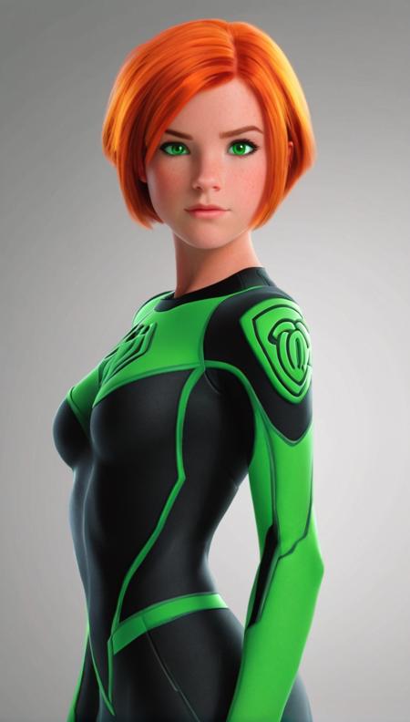 <lora:merged:1> gwen tennyson (/Ben10)/, (ultra HD quality details), bright orange hair, short hair, (green eyes) <lora:add-detail-xl:1> all, misc, whole body,