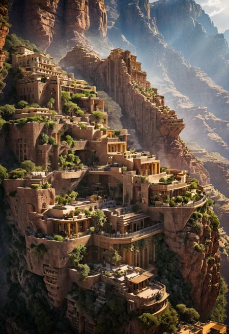 (The colonial city of the future, in the mist-filled Grand Canyon, on an unknown Earth-like planet, 2 moon on sky, Spaceship flight connects colonies, waterfulls:1.3), (Machu Picchu, a mountain settlement, incredibly spectacular:1.2), (Mario Botta:1.3), (avant-garde, future, reality, science fiction, photorealistic), (modern architecture:1.2), 
(Large Files, Ultra Realistic, 8K, 16k, FHD, HD, VFX, Perfect, Photography, composition, Architecture Sales Photography, Architecture Competition, Ultra High Resolution, Cinematography, High Resolution Image:1.1), (dramatic lighting, direct sunlight, ray tracing, clear shadow:1.2),  (real landscape:1.1), (blurred background:1.0), (urban background, more_details) ,
ac_neg1, great lighting, clear, hillscastel, extrusionbuilding, vertical