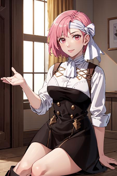 <lora:gmuniform2-nvwls-v1:1>,gmuniform,light smile,<lora:cecilV3:1>,cecil,dark pink hair,white headband,indoors,(masterpiece, best quality, ultra-detailed, best shadow)