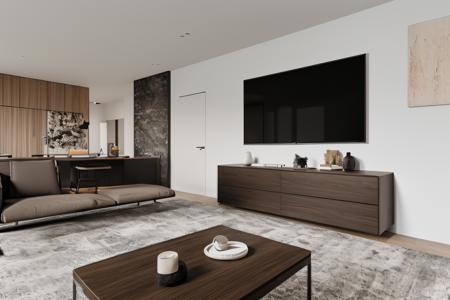 living room,tv wall,couch,masterpiece,best quality,fine face,depth of field,4K,HD,professional photography,photo realistic:1.4,