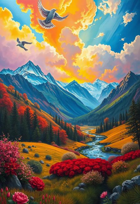 A painter uses his magic paintbrush to create the most vivid and beautiful landscape that comes to life and begins to enter his world. Stunning colors and magnificent landscapes all created by the painter and his magic paintbrush.