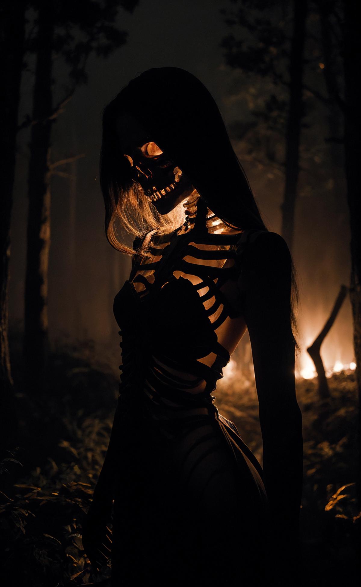 Skeleton Woman in a Forest