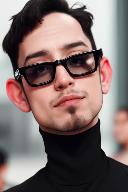 Deanmccoppin,  1guy,  black turtleneck  , sunglass,  facial  hair,  best quality:1.2),  (depth of field:1.1),  smirk,  masterpiece,  highness,  perfect face,  perfect picture,  detailed eyes,  sharp focus, <lora:EMS-50964-EMS:1.000000>