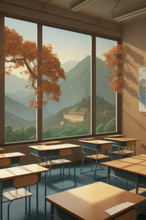 scenic landscape of a classroom in phoenicia  by Zhelong Xu , Xanti Schawinsky , Marianne North