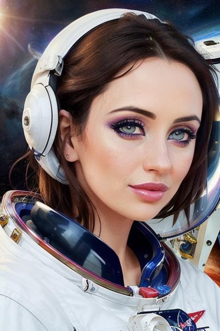 (photo of <lora:sophiehoward-07:0.7>, sophiehoward), a woman,((closeup, portrait):1.2), ((space, astronaut, spacesuit, helmet):1.1),((lipstick, eyeliner, eye shadow):1.1),(slight smile), ((detailed eyes, detailed face):1.3)((best quality, masterpiece):1.2)