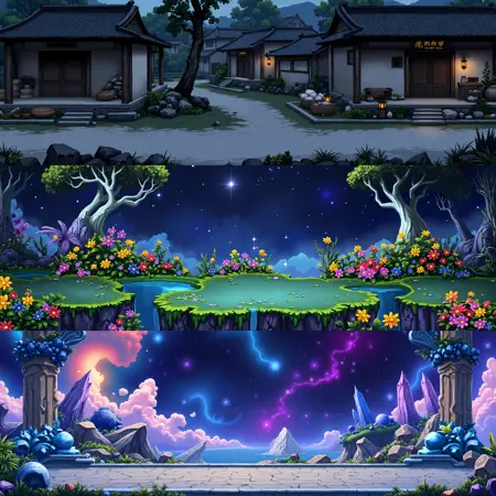 Game Map_ Landscape Map_ Game background