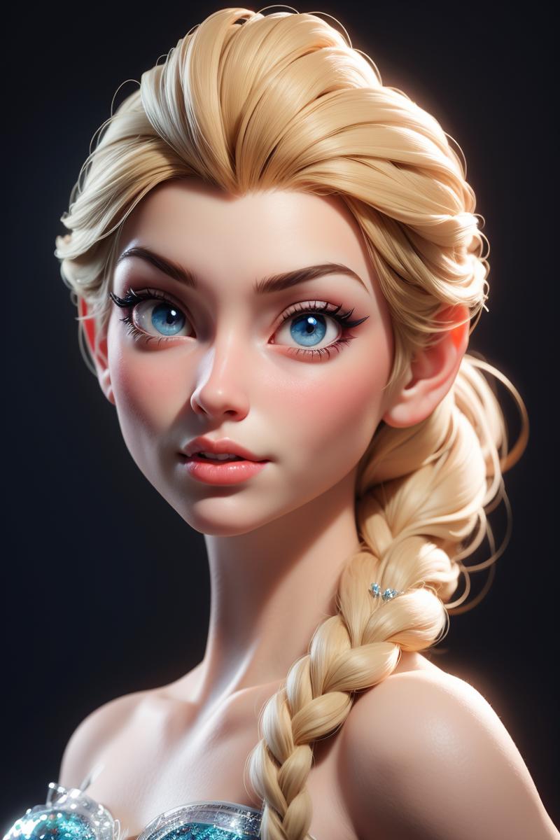 A 3D computer-generated image of a girl with blue eyes and blonde braids.