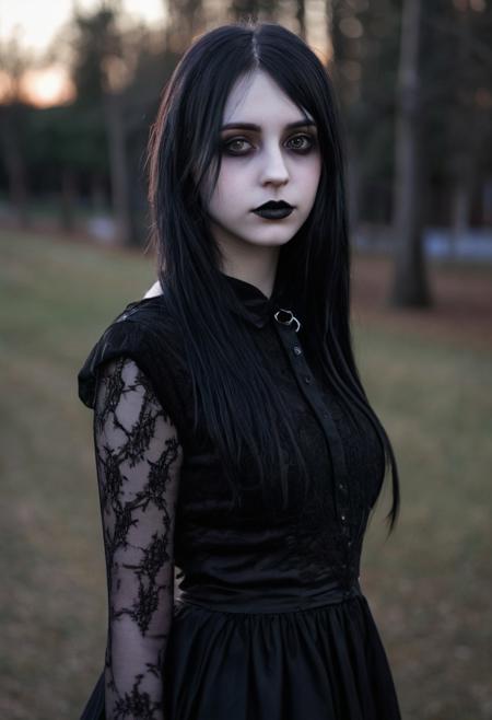 (((top-priority))), real-life, goth-girlfriend, split ambient twilight light, shallow focus, realistic shadows, ideal, vellus hairs, best image, best quality, depth of field, perfect composition, suggestive:1.2