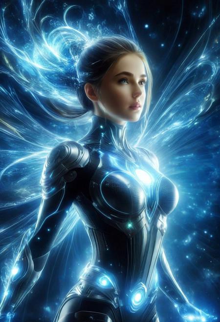 Masterpiece, best quality, 1girl, glowing magical energy in cyberspace