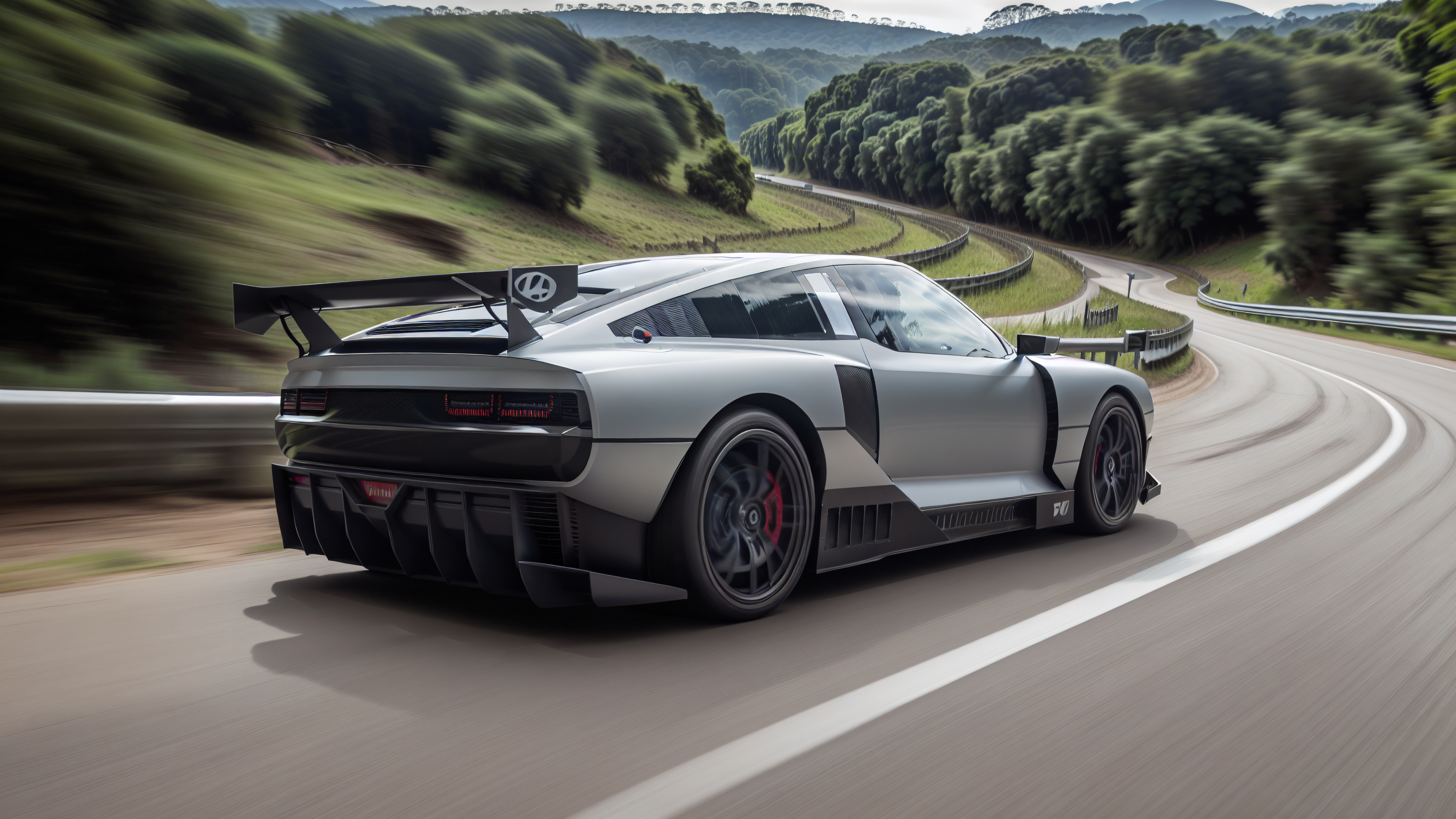 a blue metalic nvs74 sports car riding over amazon forest at extreme speed, wide angle photo, sense of speed, motion blur, perspective distortion, night <lyco:N Vision 74-000008:0.8>