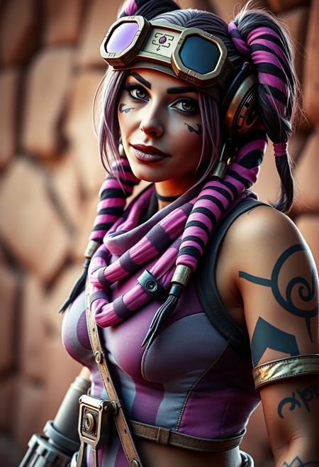 score_9, score_8_up, score_7_up, 4K, UHD
(((Borderlands video game style shading)))
Intricate Details, Amazing Quality, 
(((Jessica Nigri Cosplay as MadMoxxi)))
