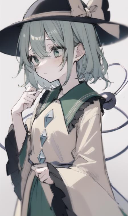 finely detail, Depth of field,best quality, illustration,highres,intricate detail, an extremely delicate and beautiful ,
1girl, hat,hat bow,green hair,green eyes,yellow shirt,,long sleeves, wide sleeves,komeiji koishi,short hair,
<lora:KomeijiKoishi:0.5>
 <lora:Grey blizzard soft:0.75>