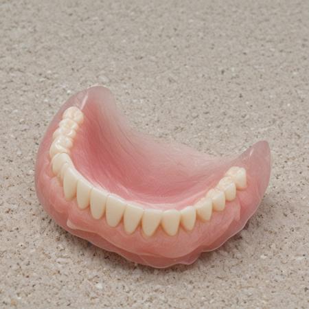 drawn jaw, lying on the sand, washed by the waves of the ocean, Denture, denture open, prosthesis drawing, the prosthesis is closed, upper denture, lower denture, part of the prosthesis, parts of the prosthesis,
<lora:Denture:0.8>