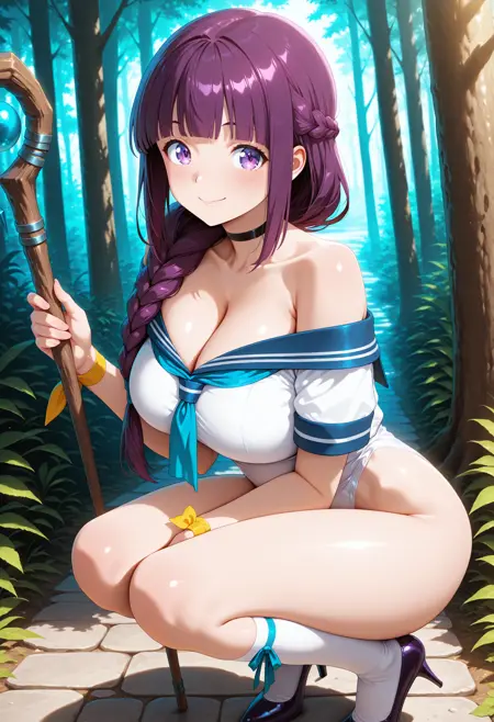 Striped Sailor Collar Leotard with Kneehighs