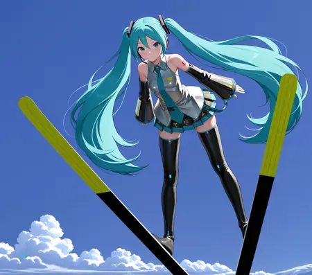 Ski jumping - flying pose