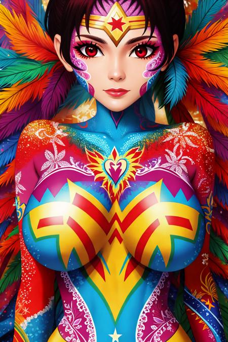 1girl, colorful-ww-body-painting 1girl, ww-body-painting